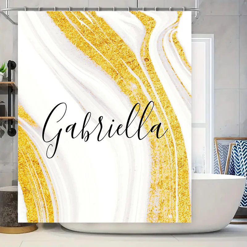 Home Bathroom Name - Goud marmeren douchegordijn gepersonaliseerde naam aangepaste