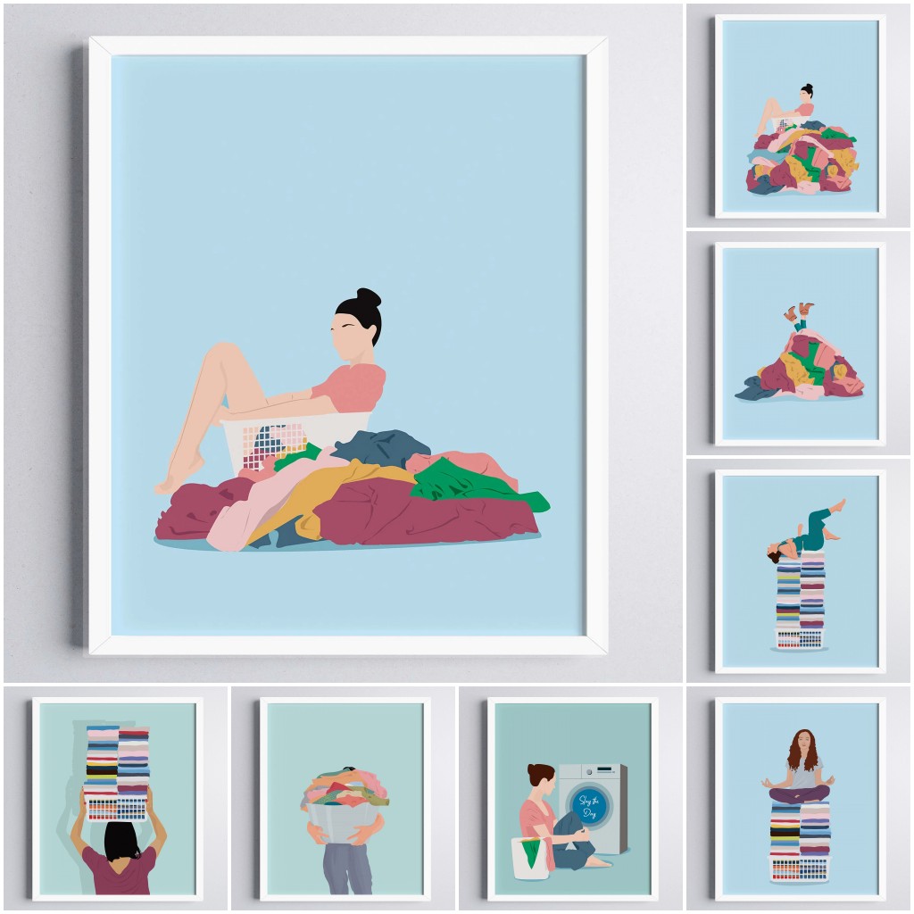Home Bathroom Colors - 2026 Pastelkleuren Kunstprint Wasdag Canvas Schilderij