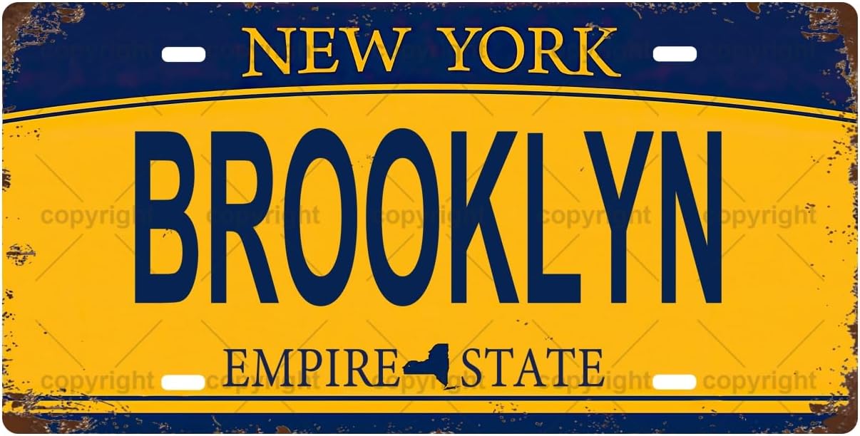 Home Bathroom Signs - BROOKLYN Vintage metalen blikken bord, kentekenplaat,
