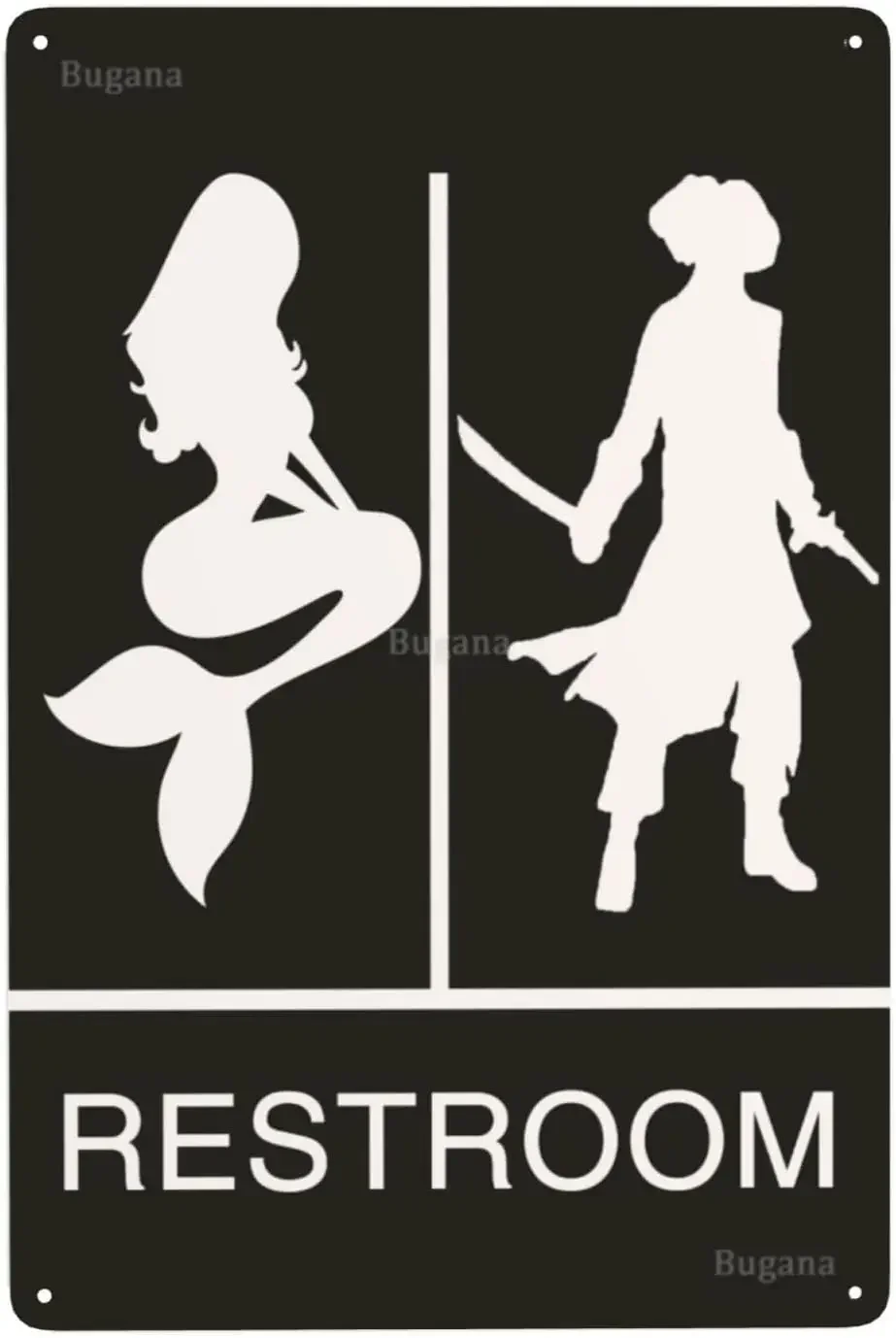 Home Bathroom Signs - Zeemeermin Piraten Toilet Vintage Metalen Bord,