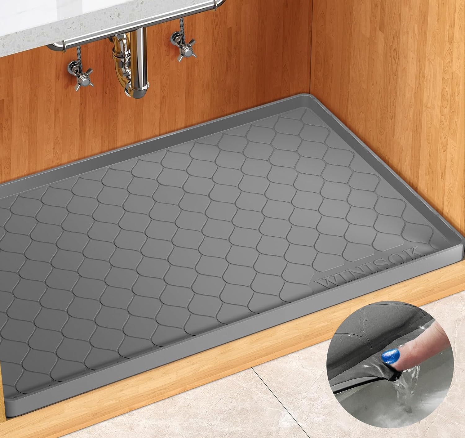 Home Essentials Bathroom Storage - Winisok siliconen onderkastmat 34 x 22,