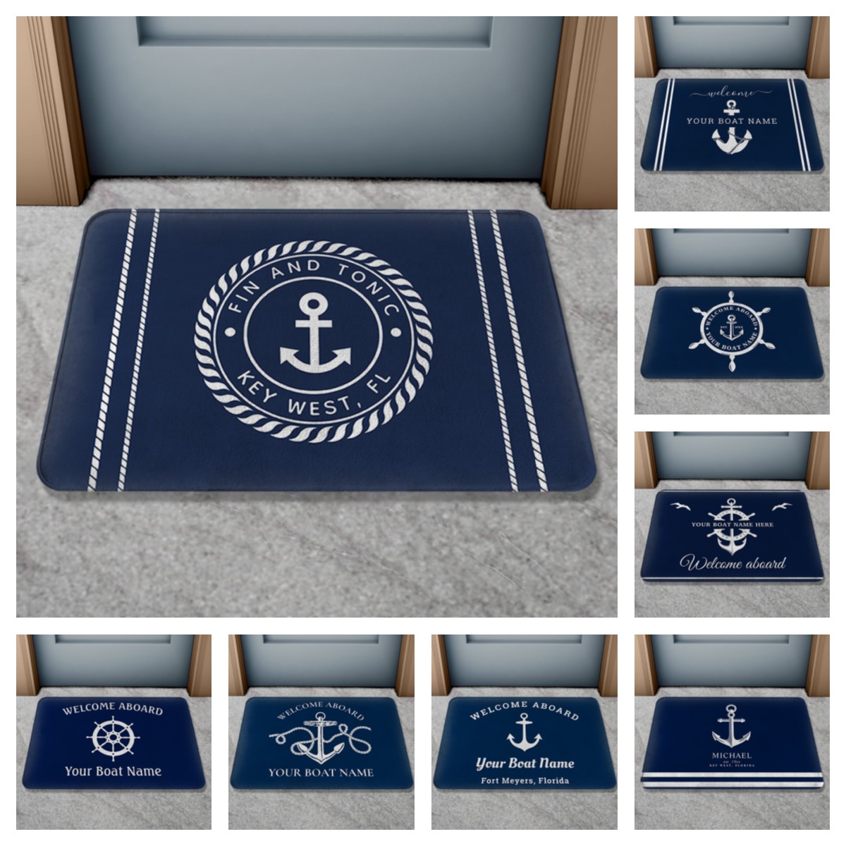 Home Bathroom Name - Gepersonaliseerde aangepaste bootnaam deurmat binnen buiten