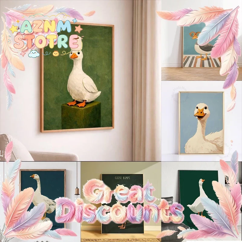 Home Bathroom Ideas - Eenden-Gans-Poster, Grappige Badkamer-Wandkunst, Humoristische Dierenprint, Decoratie