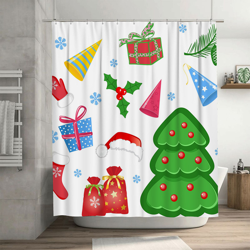 Home Bathroom Ideas - TU Douchegordijn Kerst Bos Herten Patroon