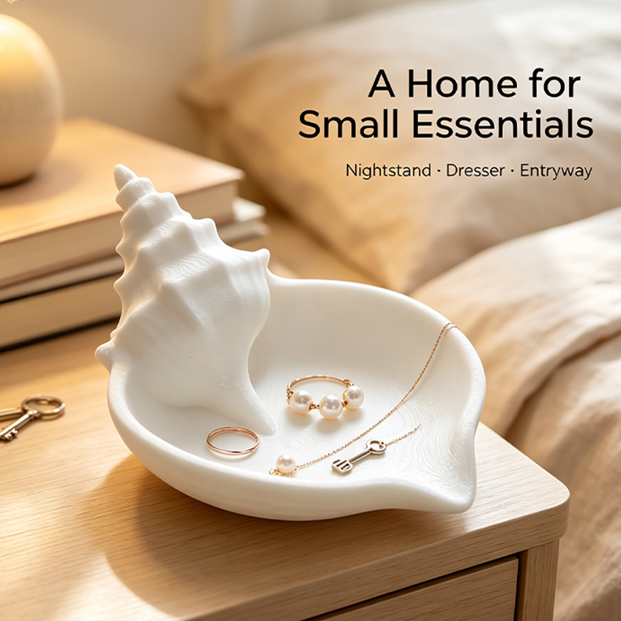 Home Essentials Bathroom Storage - Matwitte schelpvormige sieradenschaal in Scandinavische stijl,