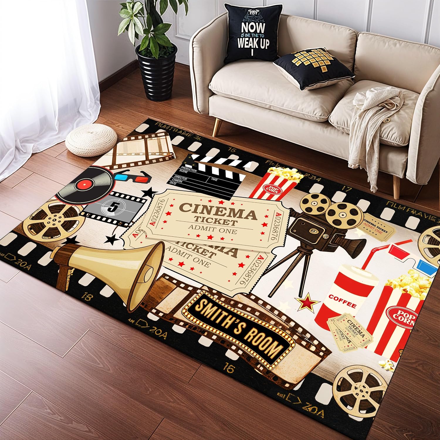 Home Bathroom Name - Gepersonaliseerd naam-cinema-tapijt, zacht antislipkleed voor thuisbioscoop