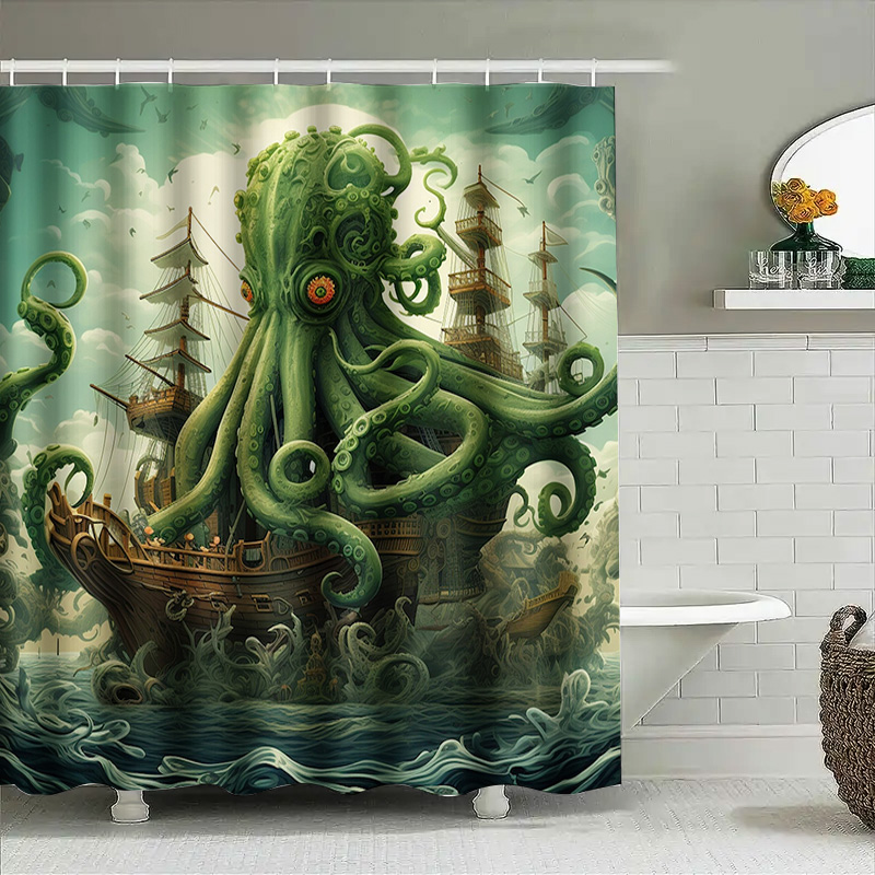 Octopus Schip Douchegordijn Su - Home Bathroom Ideas recensie en prijs