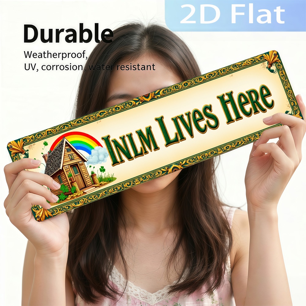 2D plat, vintage 'INLM Lives H - Home Bathroom Name recensie en prijs