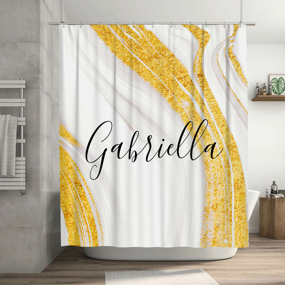 Goud marmeren douchegordijn ge - Home Bathroom Name recensie en prijs