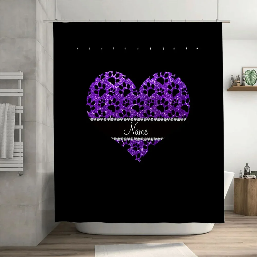Paars hart douchegordijn aanpa - Home Bathroom Name recensie en prijs