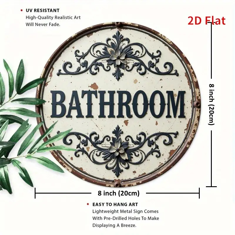 2D plat, 1 stuk vintage rond m - Home Bathroom Name recensie en prijs