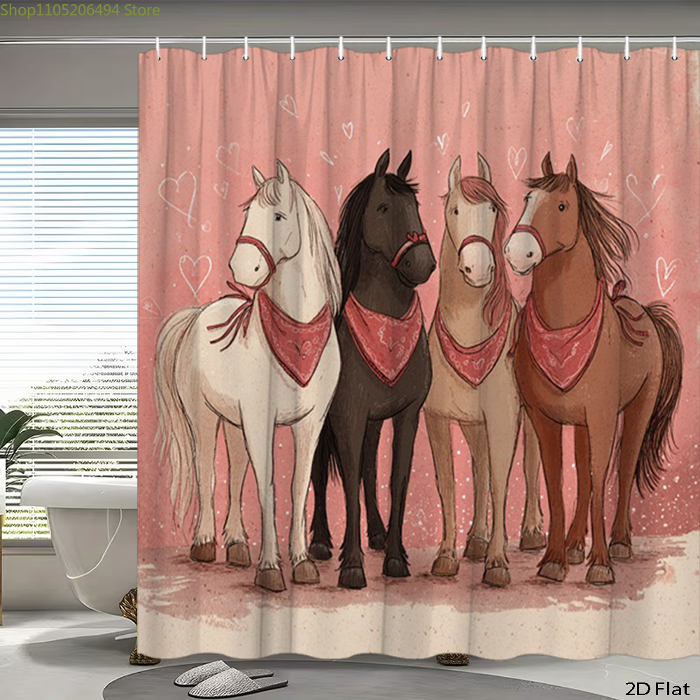 Schattig paarden douchegordijn - Home Bathroom Ideas recensie en prijs