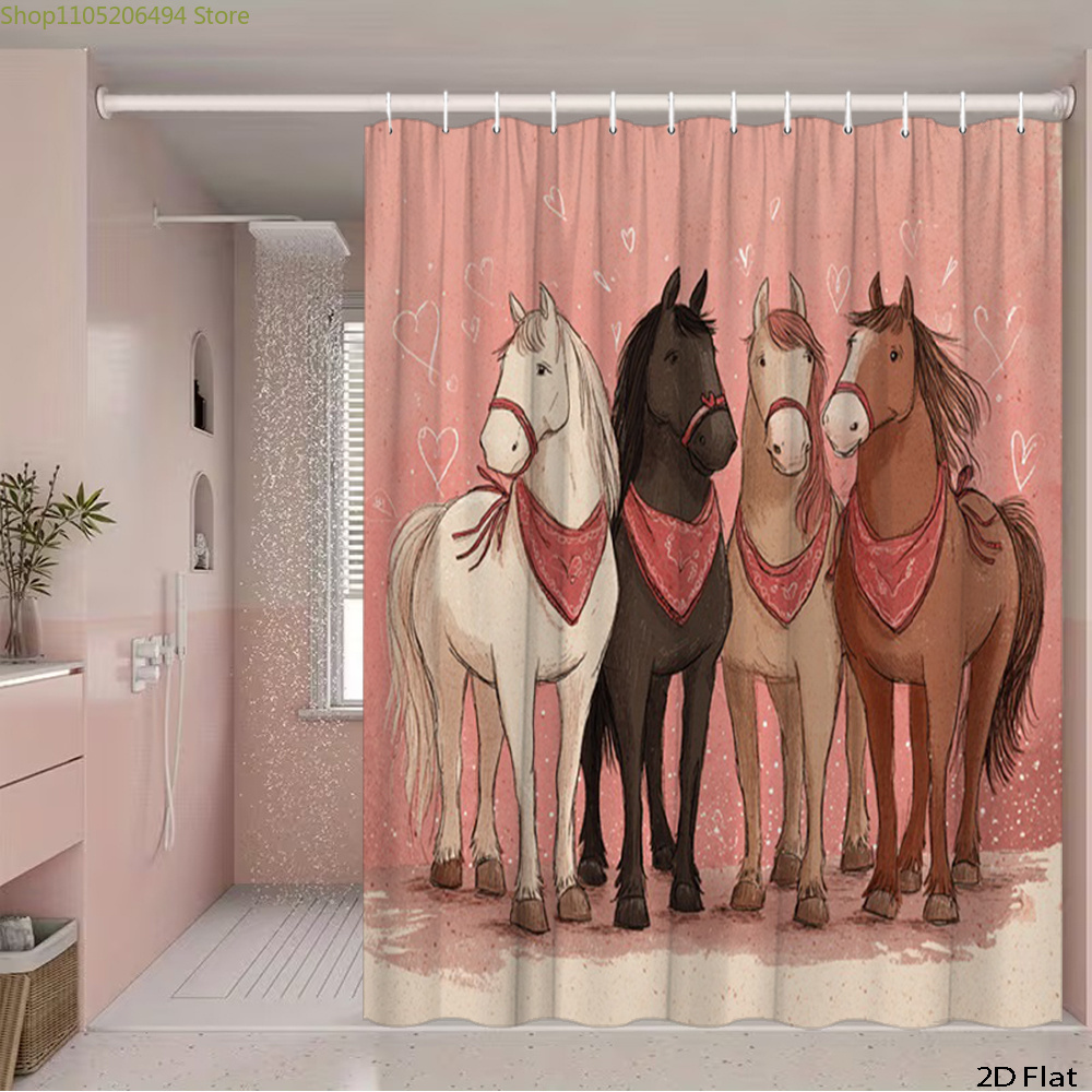 Schattig paarden douchegordijn - Home Bathroom Ideas recensie en prijs